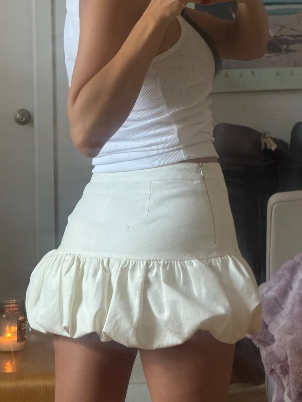 Zara White Balloon Skort - Picture 2 of 5